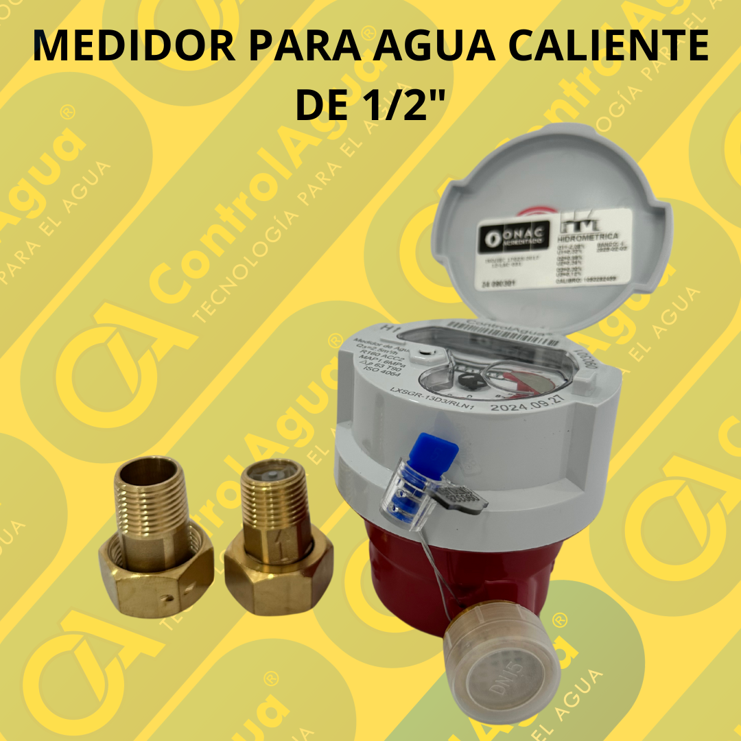 MEDIDOR DE AGUA CALIENTE CUERPO EN BRONCE DE 1/2" R160 MAGNETICO
