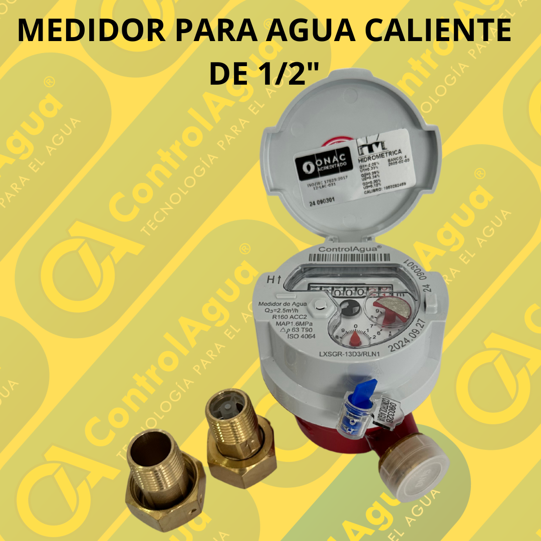 MEDIDOR DE AGUA CALIENTE CUERPO EN BRONCE DE 1/2" R160 MAGNETICO