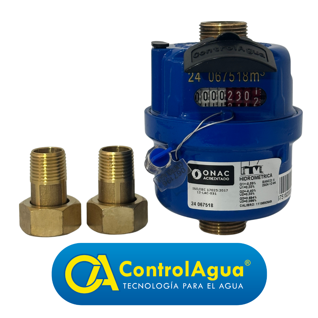 Medidor De Agua Tipo Volumetrico R200 De 1/2" Cuerpo En Bronce Calibrado