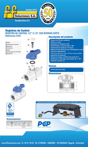 3164 Registro de control 1/2 X 1/2"DZR