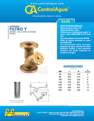 FILTRO EN Y CONTROLAGUA BRIDADO (2" A 6")
