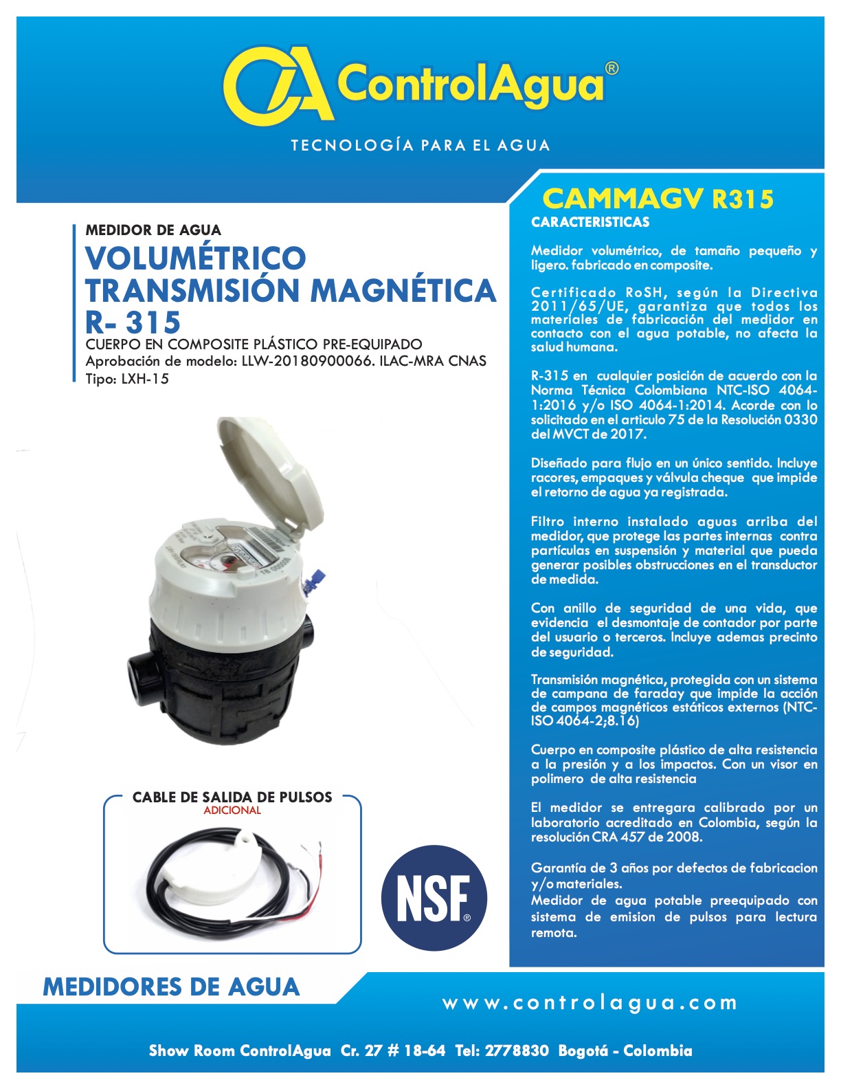 Medidor Volumétrico Transmisión Magnética De 1/2" R315 Cuerpo Plástico