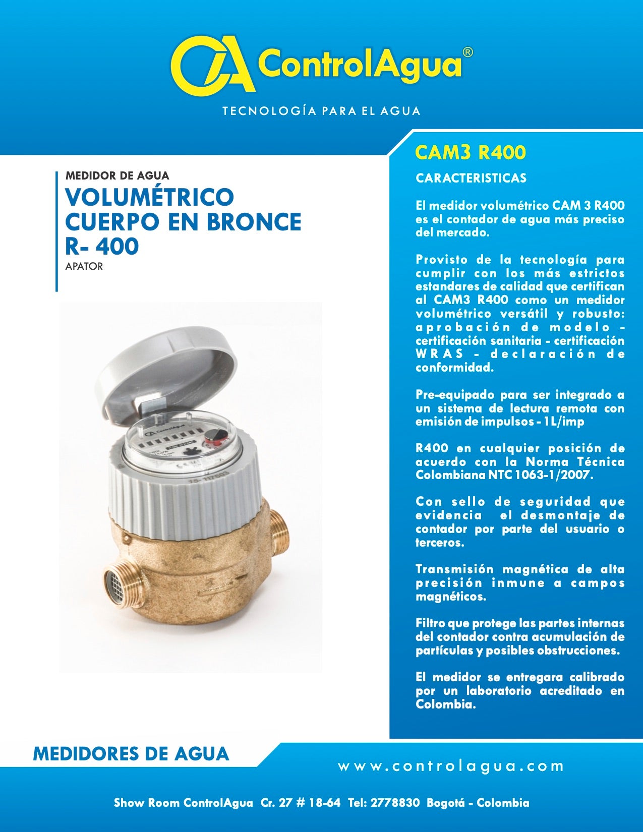 Medidor Volumetrico 1/2"R400 Metalico